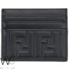 Fendi card holder black leather ff