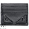 Fendi card holder eyes black leather ff