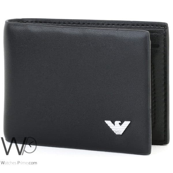 Giorgio Armani Wallet Leather Black For Men | Watches Prime