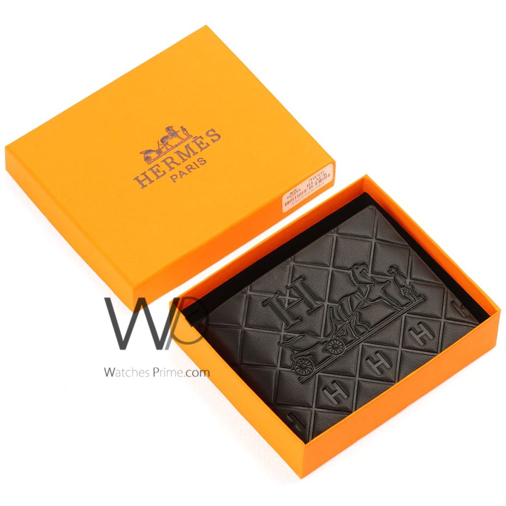 Hermes Paris Wallet Leather For Men Black Watches Prime