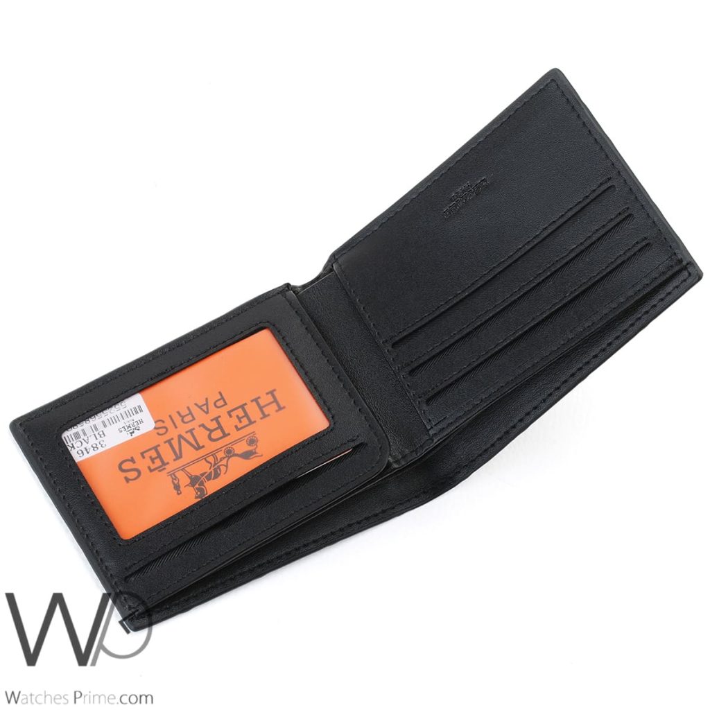 Hermes Paris Wallet Leather For Men Black Watches Prime