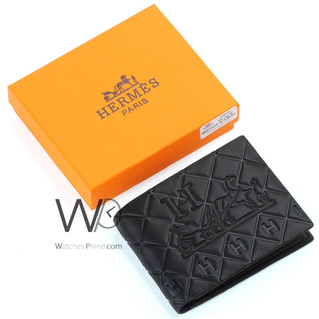 Hermes Paris Wallet Leather For Men Black Watches Prime