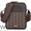 Lacoste crossbody messenger brown leather bag for men