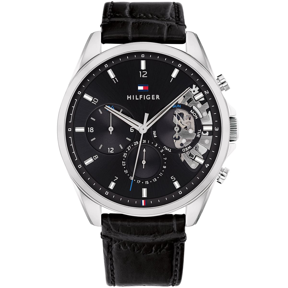 1710449-tommy-hilfiger-watch-men-black-dial-leather-strap-quartz-battery-analog-monthly-weekly-date-baker