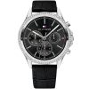 1781981 tommy hilfiger watch women black dial leather strap quartz battery analog monthly weekly date crystals ari
