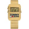 1791670 tommy hilfiger square watch men gold dial stainless steel metal golden strap quartz battery digital chronograph jeans