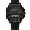1791763 tommy hilfiger watch men black dial rubber strap quartz battery digital analog chronograph jeans