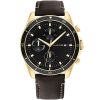 1791836 tommy hilfiger watch men black dial leather strap quartz battery analog monthly weekly date parker