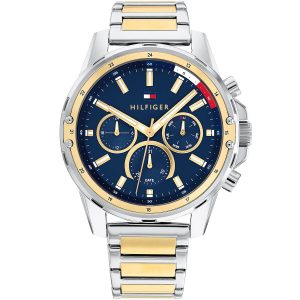 1791937-tommy-hilfiger-watch-men-blue-dial-stainless-steel-metal-silver-gold-strap-quartz-battery-analog-monthly-weekly-date-mason