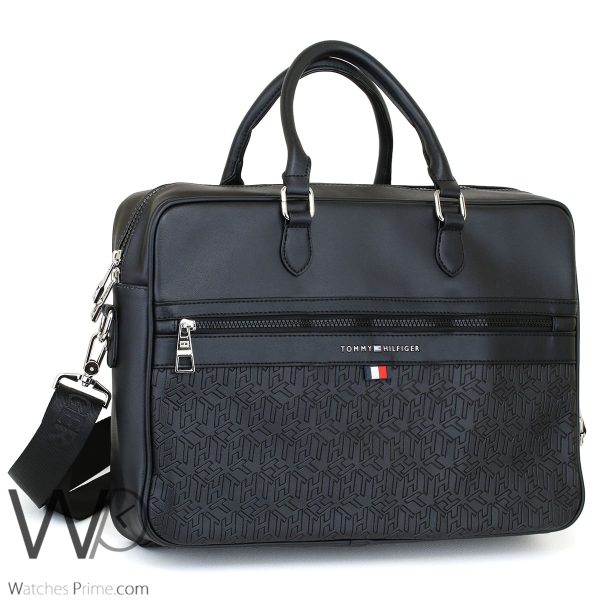 Black Tommy Hilfiger Laptop Bag Leather Men Watches Prime