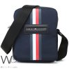 Blue nylon original tommy hilfiger flag crossbody messenger mens bag