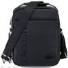 Lacoste croc crossbody messenger leather bag black for men