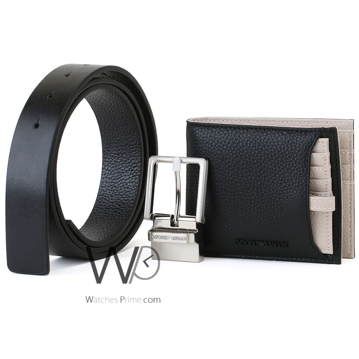 Emporio Armani Black Wallet+Belt Set - Ferraris Boutique