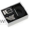 Giorgio armani leather double face belt black belt two buckle gift set box for men