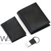 Original calvin klein wallet card holder keychain genuine leather black for men ck