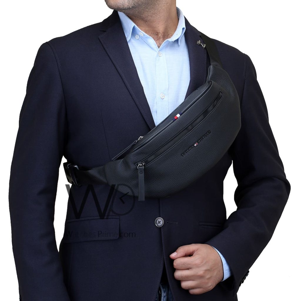 Tommy Hilfiger Leather Waist Bag Men Black Watches Prime