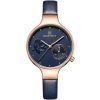 Nf5001 rg be be naviforce watch women blue dial leather strap quartz battery analog for dream