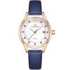 Nf5010 rg w be naviforce watch women white dial leather blue strap quartz battery analog for dream