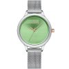 Nf5027 s gn naviforce watch women green dial metal silver mesh strap quartz battery analog for dream