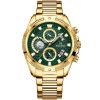 Nf8021 g gn naviforce watch men green dial metal gold strap quartz battery analog for dream