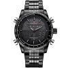 Nf9024 b b w naviforce watch men black dial metal strap quartz battery digital analog chronograph water resistant 30m for dream