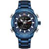 Nf9093 be be naviforce watch men black blue dial metal strap quartz battery digital analog chronograph for dream