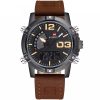Nf9095 b y bn naviforce watch men black dial leather brown strap quartz battery digital analog for dream