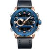 Nf9097 rg be be naviforce watch men blue dial leather strap quartz battery digital analog chronograph for dream