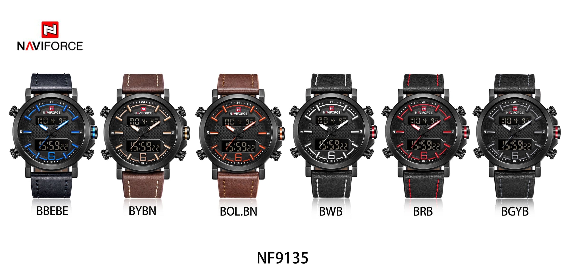 Naviforce Men's Watch NF9135 B W B | Watches Prime