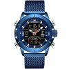 Nf9153s be be naviforce watch men blue dial metal mesh strap quartz battery digital analog for dream