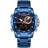Nf9163 be be naviforce watch men black dial metal strap quartz battery digital analog chronograph wr 3atm for dream