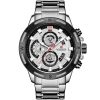 Nf9165 s w naviforce watch men black dial metal silver strap quartz battery analog for dream