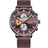 Nf9169 ce ce naviforce watch men coffee dial metal mesh strap quartz battery analog chronograph for dream