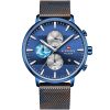 Nf9169 cf be naviforce watch men blue dial metal brown camouflage mesh strap quartz battery analog chronograph for dream