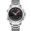 Nf9170 s b naviforce watch men black dial metal silver strap quartz battery digital analog chronograph for dream