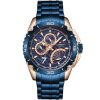Nf9183 rg be naviforce watch men blue dial metal strap quartz battery analog wr 3atm for dream