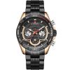 Nf9185 rg b naviforce watch men black dial metal strap quartz battery analog for dream