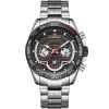 Nf9185 s b naviforce watch men black dial metal silver strap quartz battery analog for dream