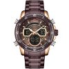 Nf9189 rg ce naviforce watch men coffee dial metal strap quartz battery digital analog chronograph for dream