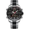 Nf9195s s b b naviforce watch men black dial metal silver strap quartz battery digital analog chronograph for dream