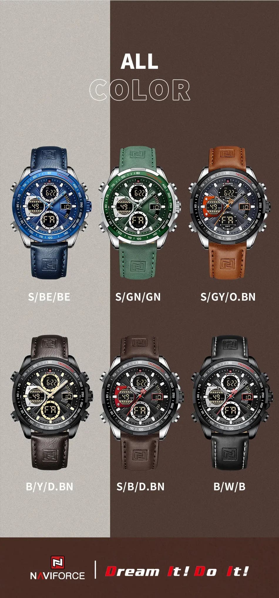Naviforce Men's Watch NF9197L S B D BN | Watches Prime