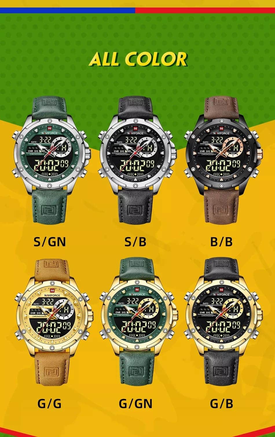 Naviforce Men's Watch NF9208 B B D BN | Watches Prime