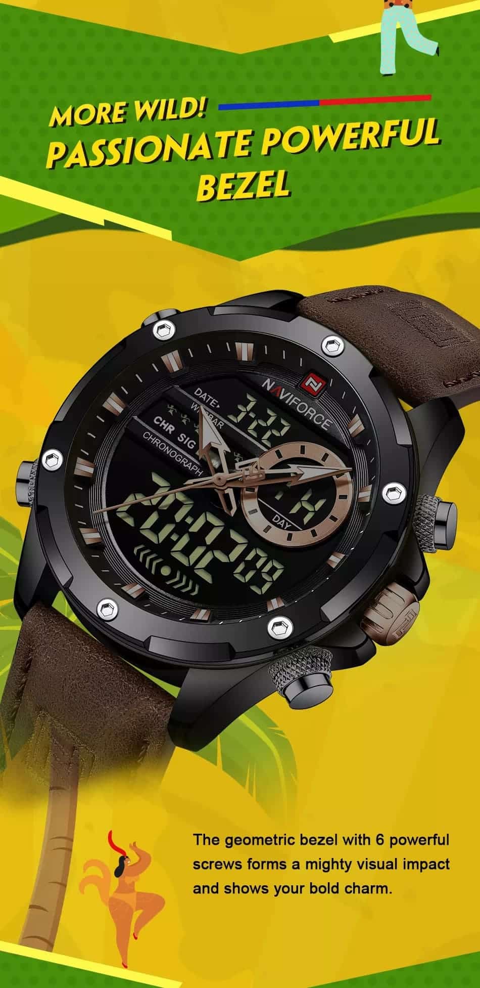 Naviforce Men's Watch NF9208 B B D BN | Watches Prime