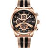 Nf9211s rg b naviforce watch men black dial metal rose gold mesh strap quartz battery analog water resistant 30m for dream