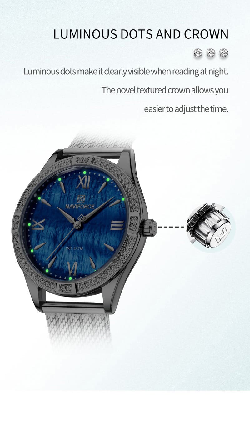 ساعة يد نافي فورس للنساء NF5028 S D BE | واتشز برايم