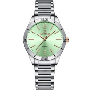 nf5029-s-gn-naviforce-watch-women-green-dial-stainless-steel-metal-silver-strap-quartz-battery-analog-three-hand-for-dream