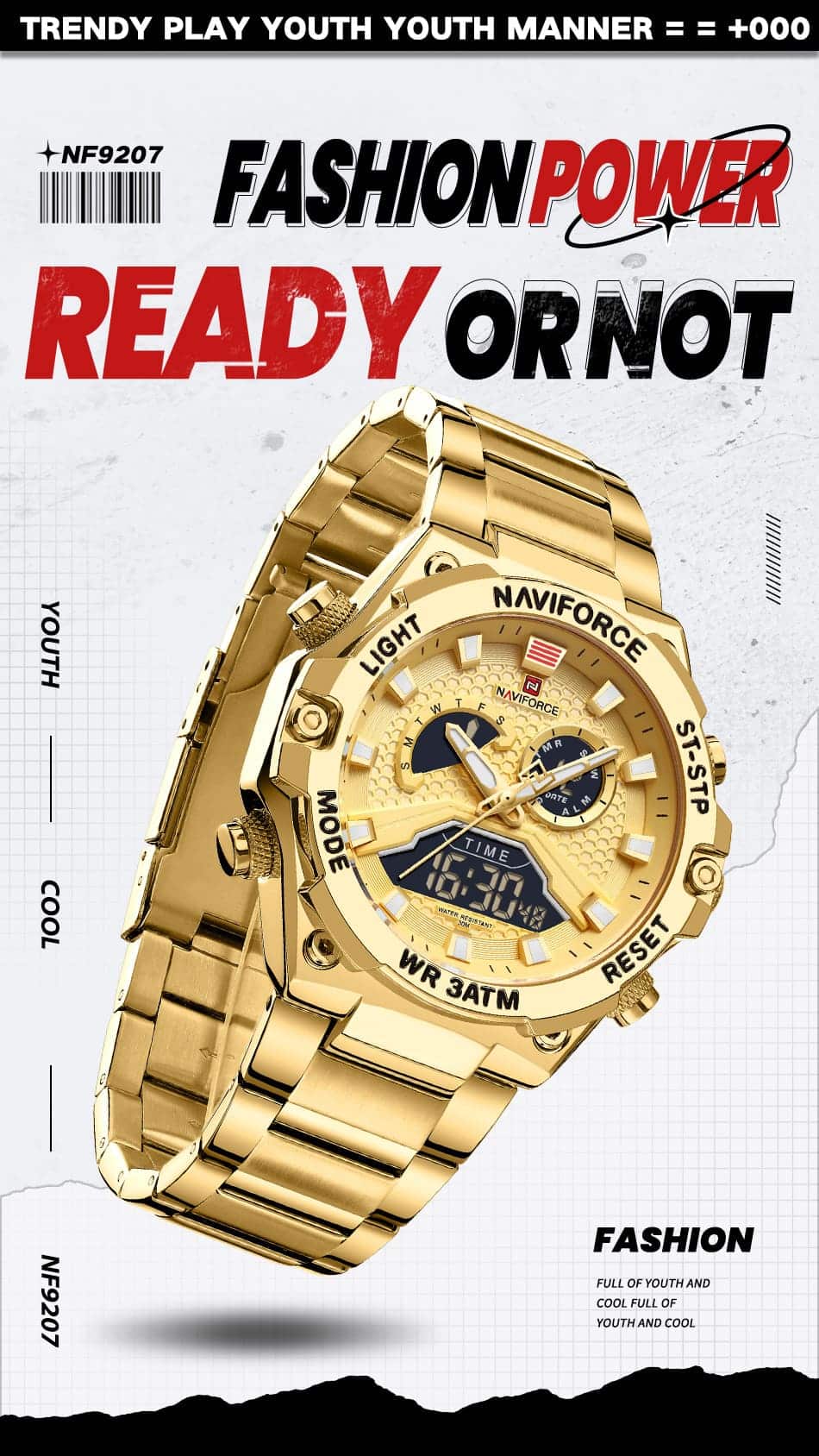 Naviforce Men's Watch NF9207 G G G | Watches Prime
