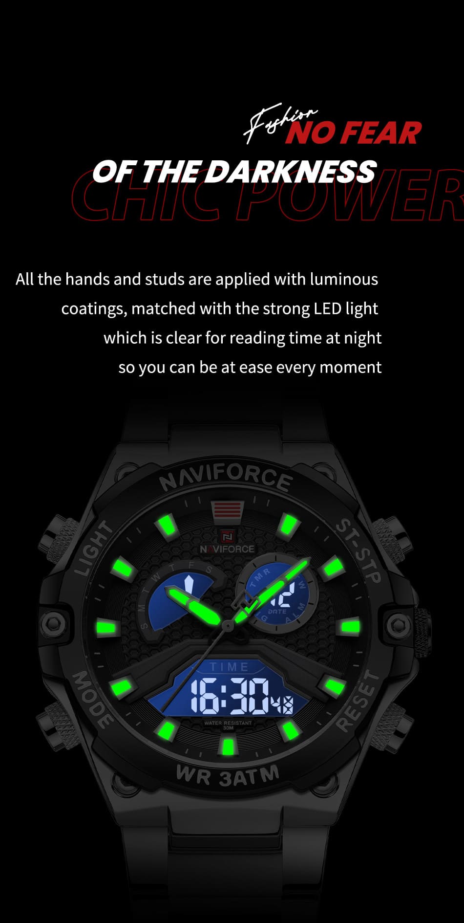 ساعة يد نافي فورس رجالية NF9207 S B B | واتشز برايم