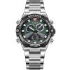 Nf9207 s b gn naviforce watch men green dial stainless steel metal silver strap quartz battery digital analog three hand for dream