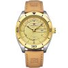 Nf9209 s g l bn naviforce watch men gold dial leather light brown strap quartz battery analog three hand for dream